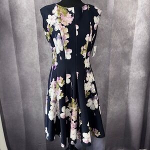 Danny and Nicole Navy Floral Romantic NWT Womens Size 8P‎ Jackie O Retro Dress